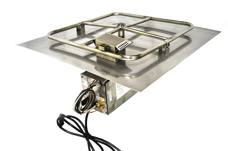 Square 18 Inch Stainless Steel Remote Control Fire Pit Insert